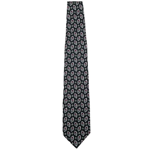 Caumont Neck Tie Men Black Preppy Business Casual Silk Abstract 55" L x 4" W - Picture 2 of 8